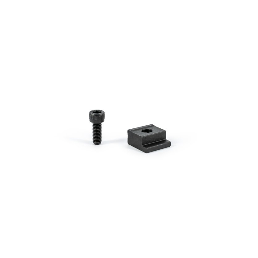 Haltestück nach DIN 9832 - inkl. Schraube M6 - Stahl, gefräst - Spannhöhe 6 - 6,3 mm
